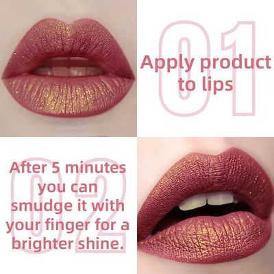 14 Colors Glitter Metallic Lip Glaze Shiny Long Lasting