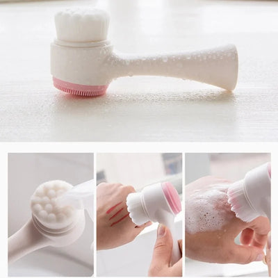 3D Double Silicone Facial Cleansing Brush Manual Massage