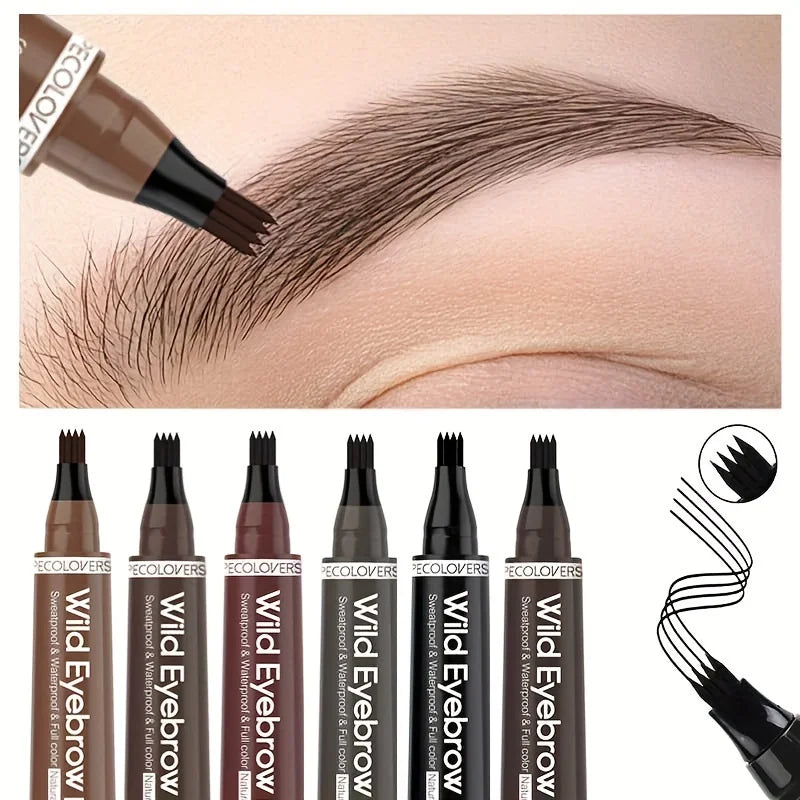 6 Colors Eyebrow Pen Waterproof 4 Split Tip