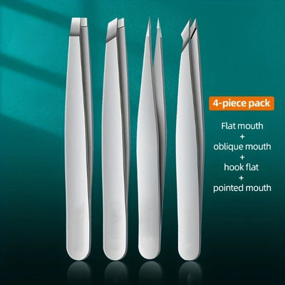 Ouriner Eyebrow Tweezers Set 4 Pcs Stainless Steel