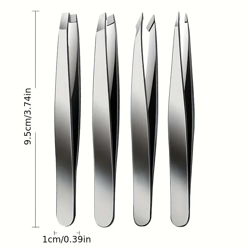 Ouriner Eyebrow Tweezers Set 4 Pcs Stainless Steel