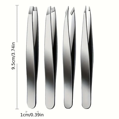 Ouriner Eyebrow Tweezers Set 4 Pcs Stainless Steel