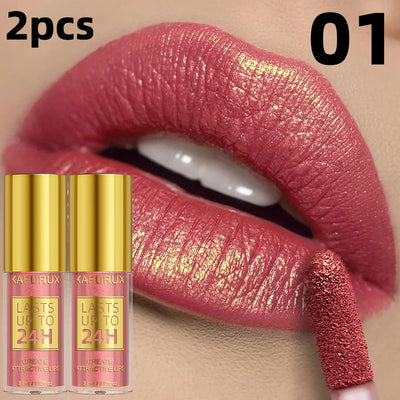 14 Colors Glitter Metallic Lip Glaze Shiny Long Lasting