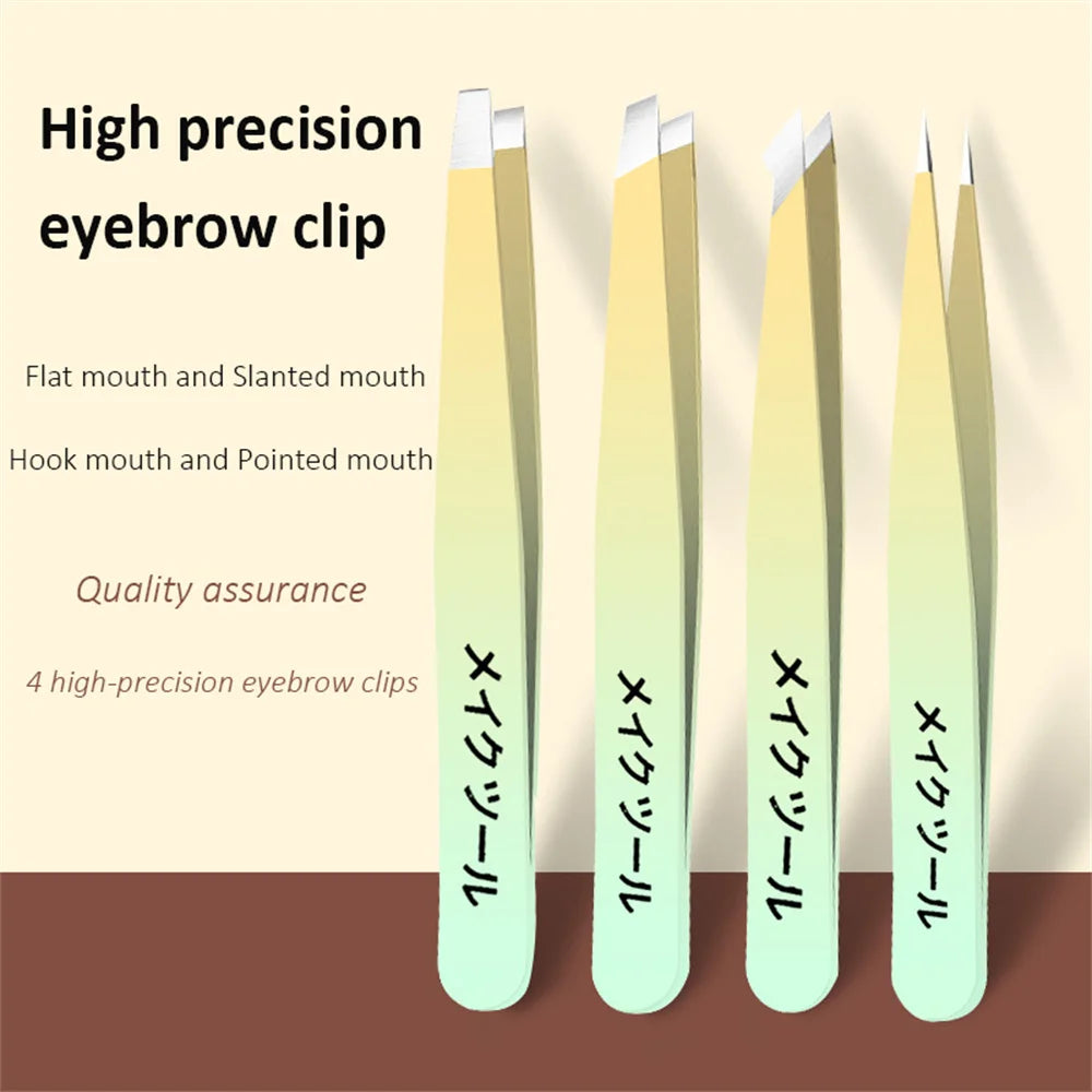Ouriner Eyebrow Tweezers Set 4 Pcs Stainless Steel