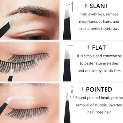 Tweezers Set 3-4pcs Premium Stainless Steel Eyebrow Precision