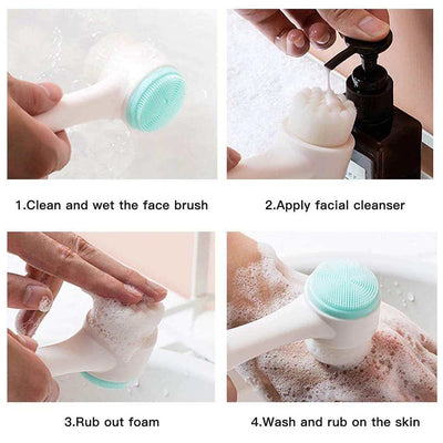 3D Double Silicone Facial Cleansing Brush Manual Massage