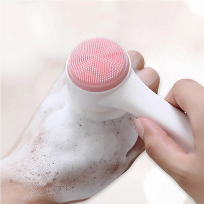 3D Double Silicone Facial Cleansing Brush Manual Massage