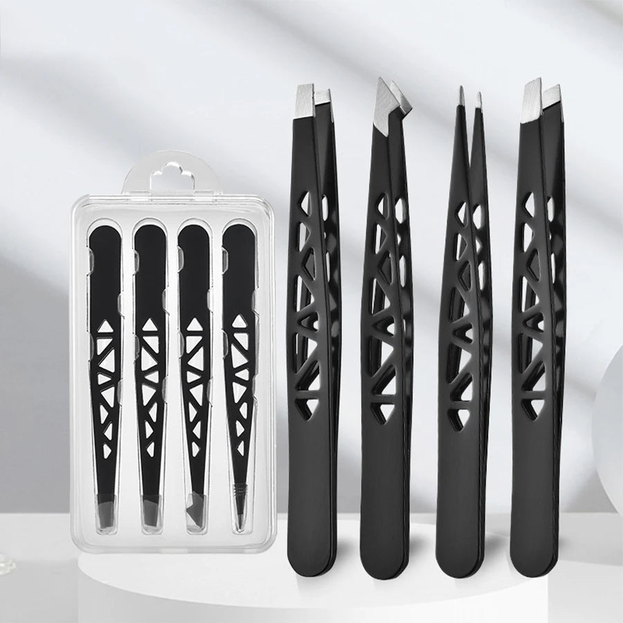 Tweezers Set 3-4pcs Premium Stainless Steel Eyebrow Precision