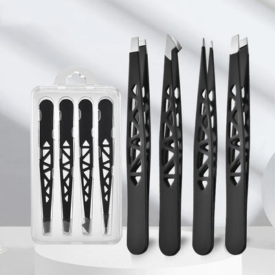 Tweezers Set 3-4pcs Premium Stainless Steel Eyebrow Precision
