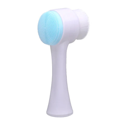 3D Double Silicone Facial Cleansing Brush Manual Massage