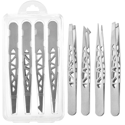 Tweezers Set 3-4pcs Premium Stainless Steel Eyebrow Precision