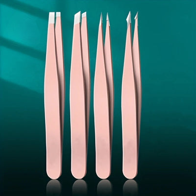 Ouriner Eyebrow Tweezers Set 4 Pcs Stainless Steel