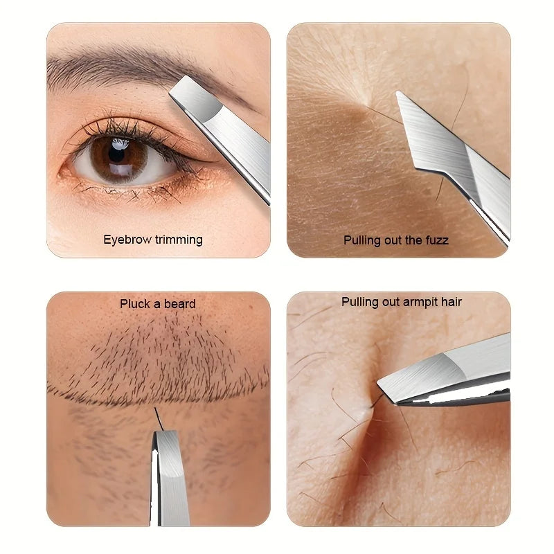 Ouriner Eyebrow Tweezers Set 4 Pcs Stainless Steel