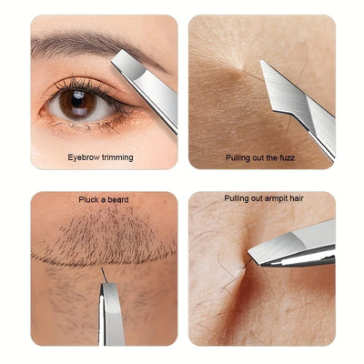 Ouriner Eyebrow Tweezers Set 4 Pcs Stainless Steel