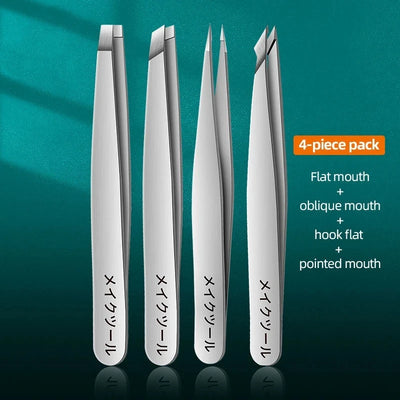 Ouriner Eyebrow Tweezers Set 4 Pcs Stainless Steel