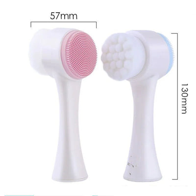 3D Double Silicone Facial Cleansing Brush Manual Massage